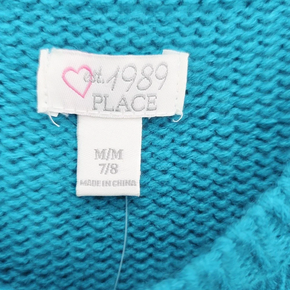 The Children's Place Sweater Short Sleeve Oversized Girl's Teal‎ Love Colorful